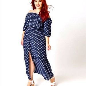 Unique vintage polka dot maxi dress
